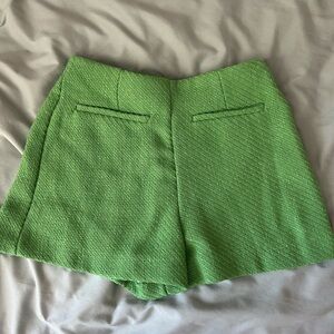 zara green high waist shorts